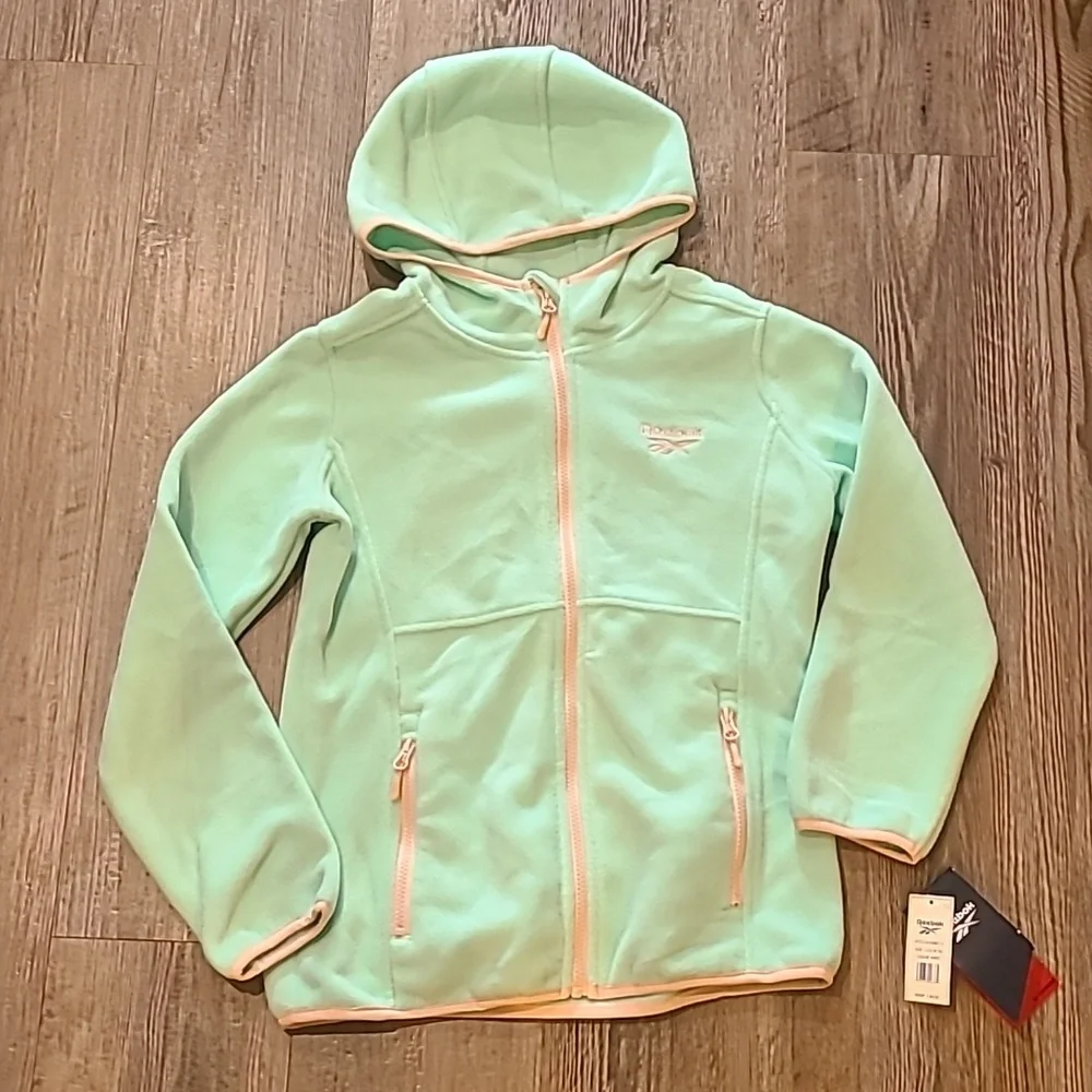 Reebok Fleece Jacket - Polar Fleece Hoodie Sweatshirt Jacket - Size Large 14/16